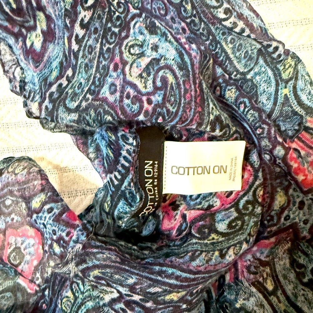 Large/Rectangle Cotton On Multicolor Paisley Scarf - Picture 3 of 4